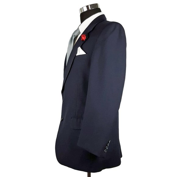 Burberry Vintage Mens Wool Blazer 42L Navy Blue - Picture 3 of 8
